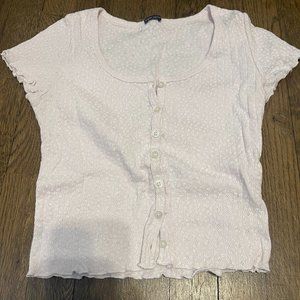 Brandy Melville Baby Pink Button-up Top